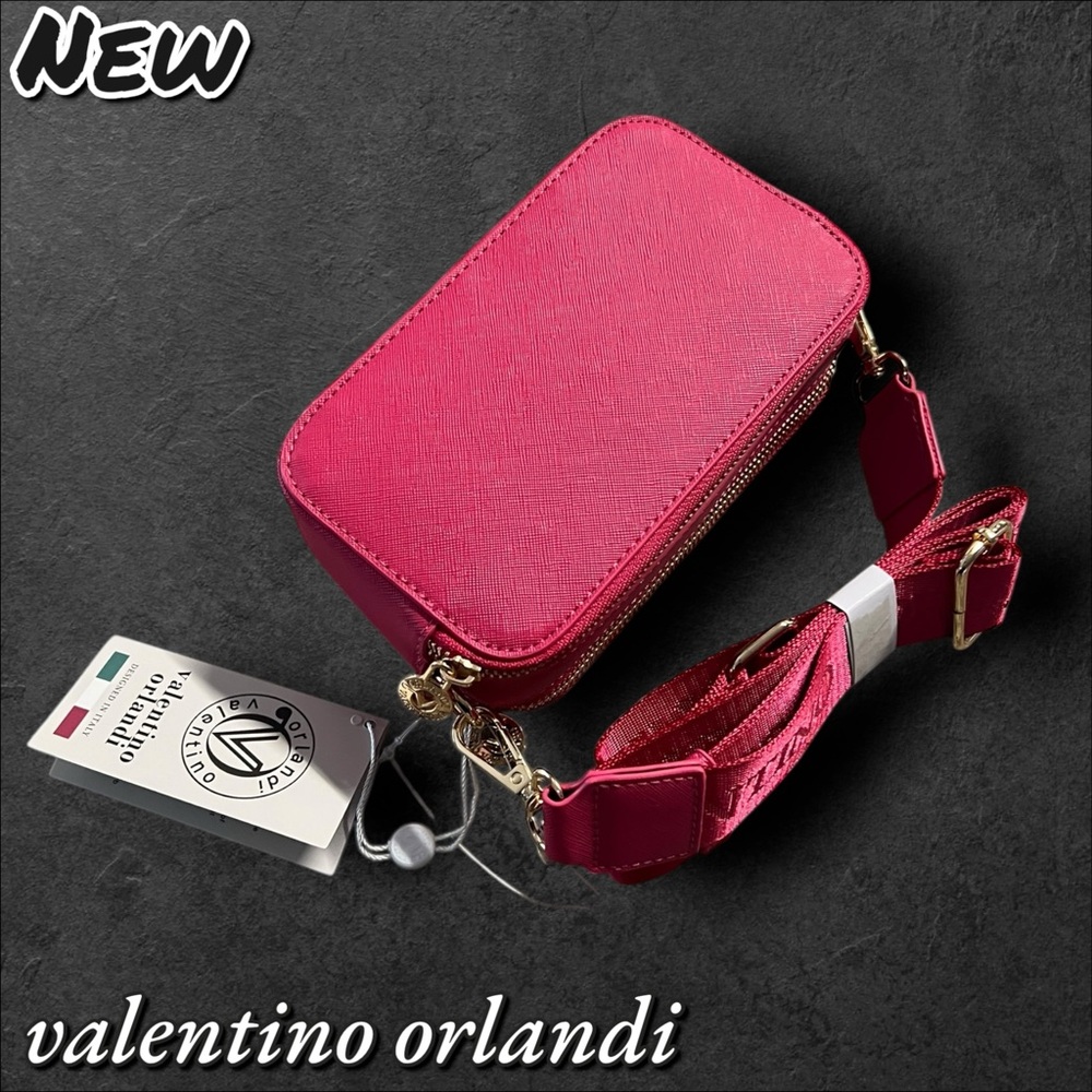 NEW Valentino Orlandi Pink Crossbody Bag – Studded Logo Design - Picture 8 of 11
